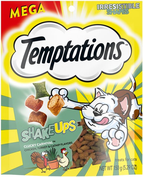 Temptations ShakeUps Clucky Carnival Chicken, Turkey & Catnip Flavor Soft & Crunchy Cat Treats, 5.29-oz bag slide 1 of 8