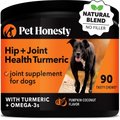 PetHonesty Hip + Joint Health Turmeric Pumpkin & Coconut Flavored Soft Chews Joint Supplement for Dogs, 90 count