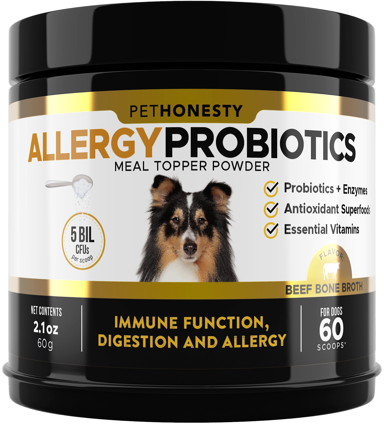 PETHONESTY Allergy Probiotics Beef Bone Broth Flavored Powder Digestive