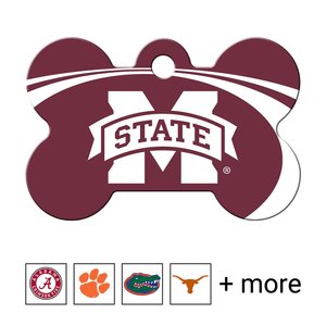 Quick-Tag NCAA Bone Personalized Dog ID Tag, Large, Mississippi State Bulldogs