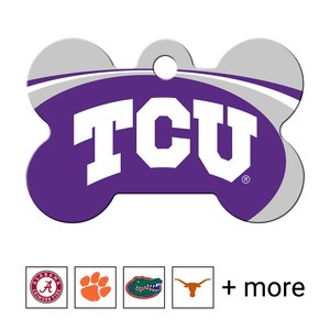 Quick-Tag NCAA Bone Personalized Dog ID Tag, Large, TCU Horned Frogs