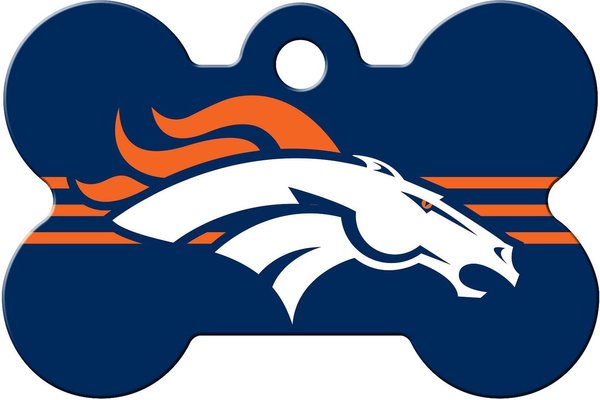 Quick-Tag NFL Bone Personalized Dog ID Tag, Large, Denver Broncos slide 1 of 3
