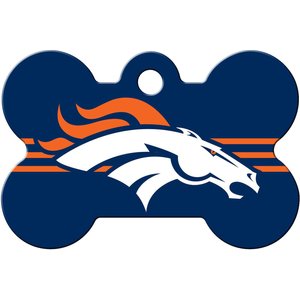 Quick-Tag NFL Bone Personalized Dog ID Tag, Large, Denver Broncos