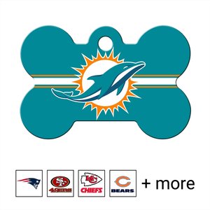 Quick-Tag NFL Bone Personalized Dog ID Tag, Large, Miami Dolphins