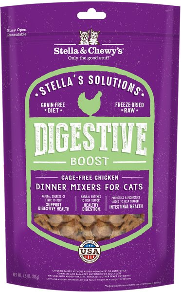 Stella & Chewy's Stella's Solutions Digestive Boost Chicken Freeze-Dried Raw Cat Food, 7.5-oz bag slide 1 of 5
