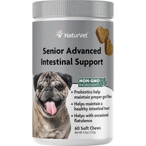NaturVet Senior Advanced Intestinal Support With Non-GMO Ingredients Dog Supplement, 60 count