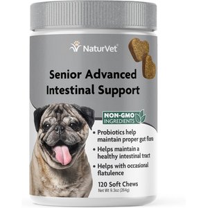 NaturVet Senior Advanced Intestinal Support With Non-GMO Ingredients Dog Supplement, 120 count