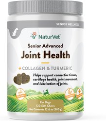 NaturVet Senior Advanced Joint Health Glucosamine, MSM, Chondroition & Collagen Dog Supplement, 120 count