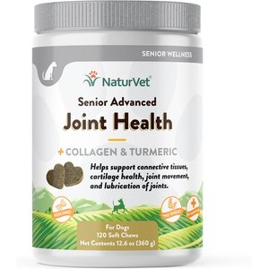 NaturVet Senior Advanced Joint Health Glucosamine, MSM, Chondroition & Collagen Dog Supplement, 120 count