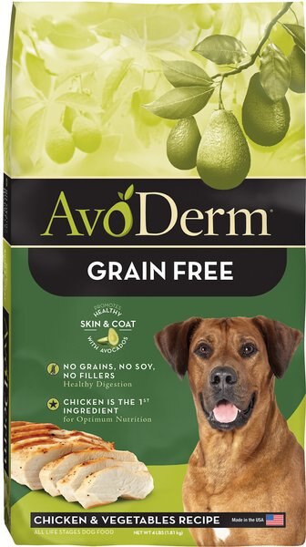 AvoDerm Natural Healthy Digestion Chicken & Vegetables Recipe Grain-Free Dry Dog Food, 4-lb bag slide 1 of 7