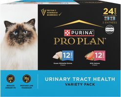 Purina Pro Plan Focus Urinary Tract Health Seafood Favorites Variety Pack Canned Cat Food, 3-oz can, case of 24