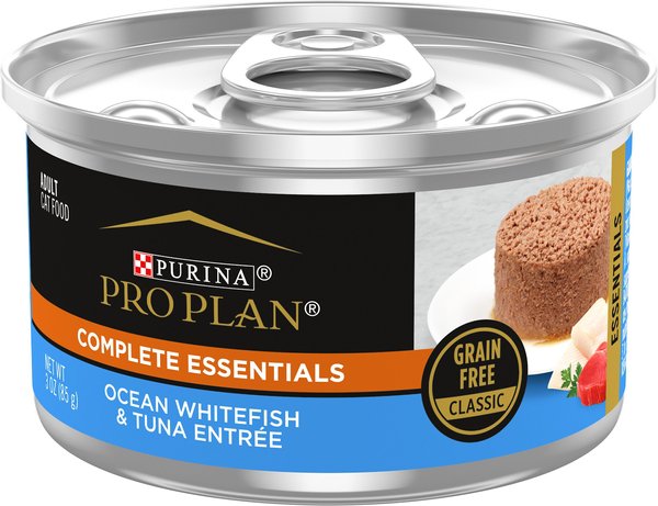 Purina Pro Plan Ocean Whitefish & Tuna Classic Entree Grain-Free Canned Cat Food, 3-oz can, case of 24 slide 1 of 10