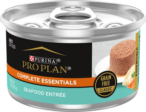 Purina Pro Plan Seafood Classic Entree Grain-Free Canned Cat Food, 3-oz can, case of 24 slide 1 of 8