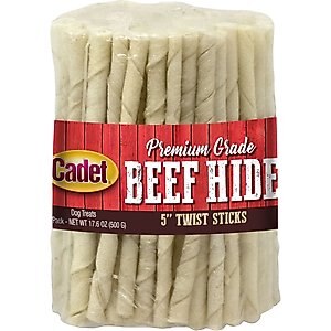 Cadet Premium Grade Original Beef Hide Twist Sticks, 5-in, 100 count
