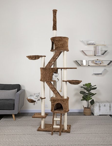 Out of Stock GO PET CLUB 106 in Floor to Ceiling Faux Fur Cat Tree Condo Brown Chewy