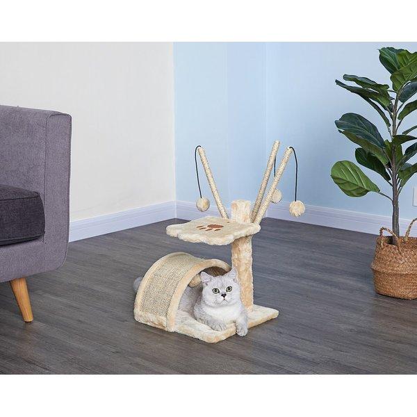 GO PET CLUB 22-in Cat Tree Condo & Scratching Pad, Beige - Chewy.com