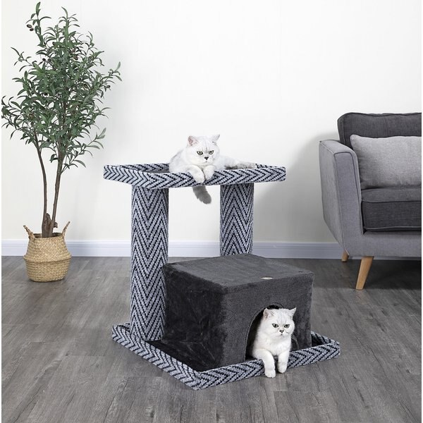 GO PET CLUB 26.25in Sequoia Cat Tree Condo, Grey/Black