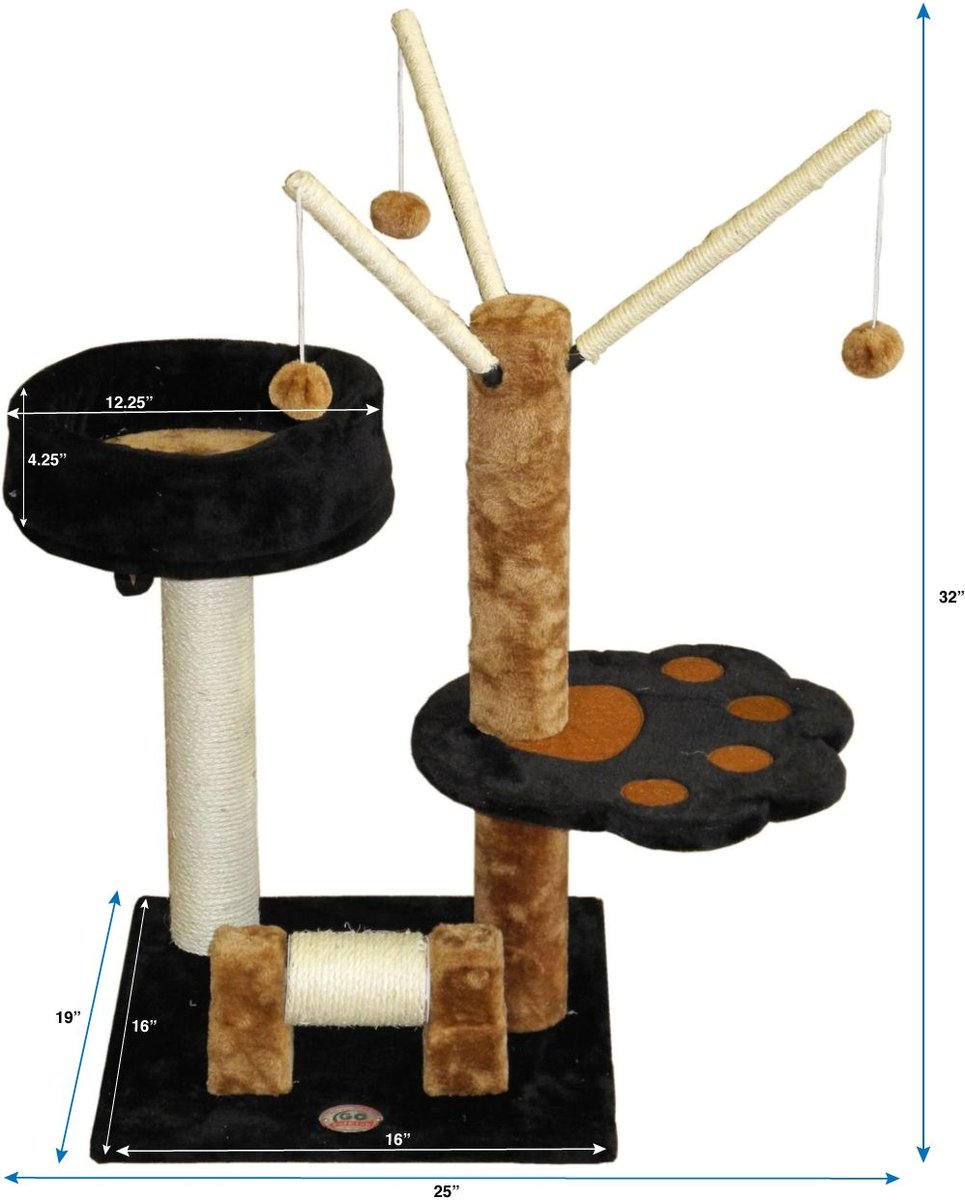 GO PET CLUB 32in Perch Cat Tree, Brown/Black