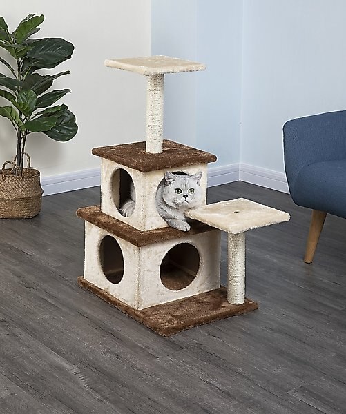 Go Pet Club 32-in Economical Cat Tree House, Beige/Brown slide 1 of 4