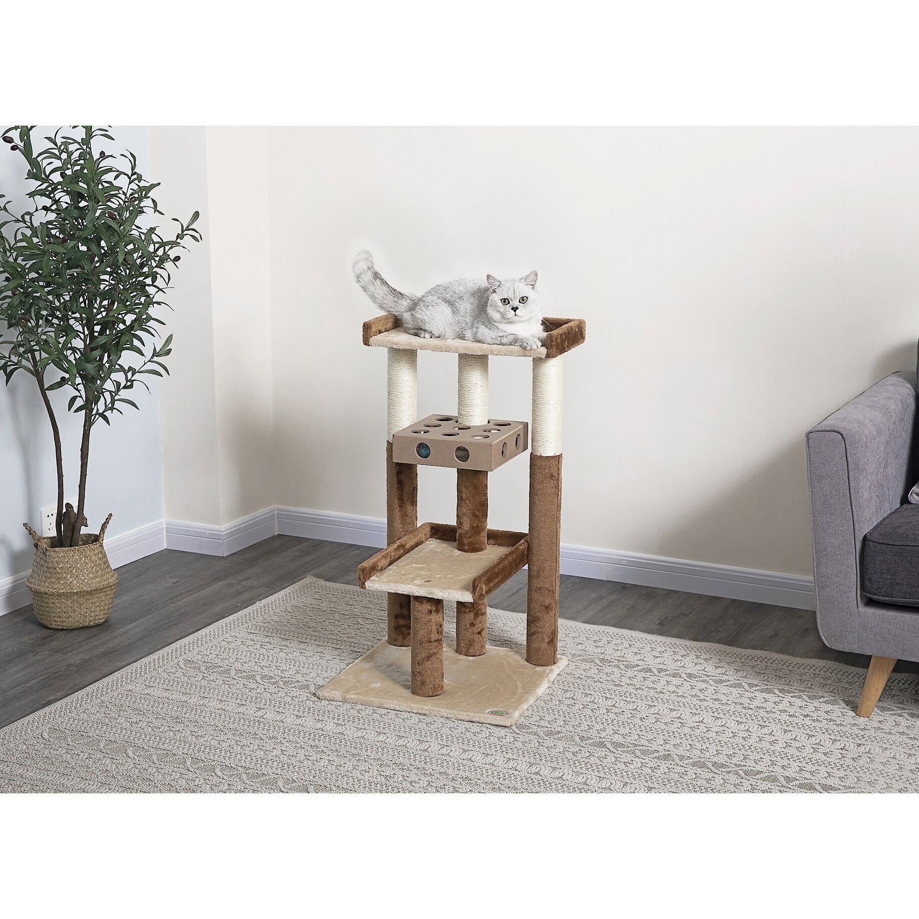 Discontinued GO PET CLUB 34in IQ Busy Box Cat Tree, Beige