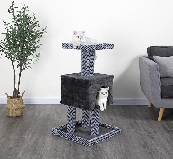 Discontinued GO PET CLUB 37.25in Sequoia Cat Tree Condo, Grey/Black