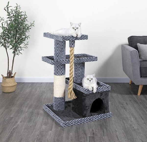 Go Pet Club 38-in Sequoia Cat Tree Condo, Grey/Black