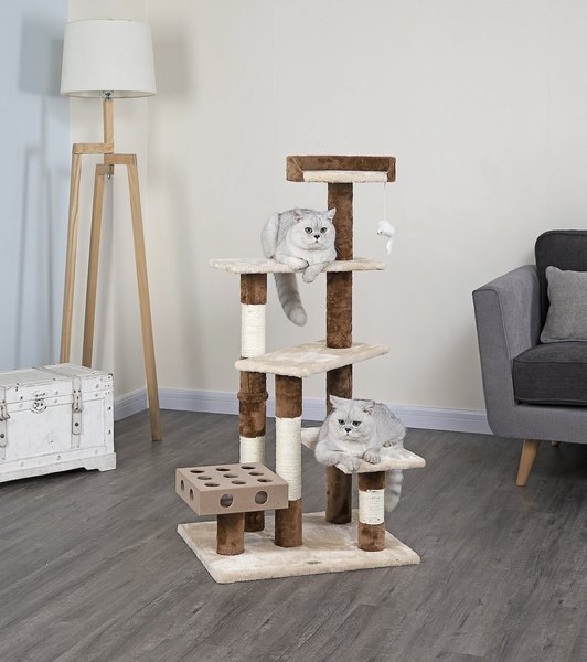 GO PET CLUB 45in IQ Busy Box Cat Tree, Beige