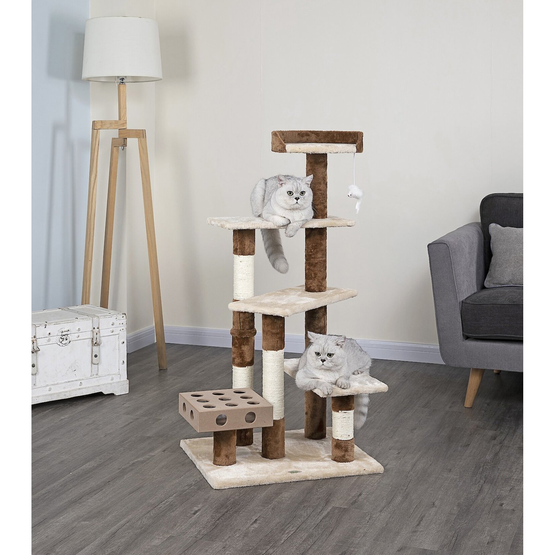 GO PET CLUB 45in IQ Busy Box Cat Tree, Beige