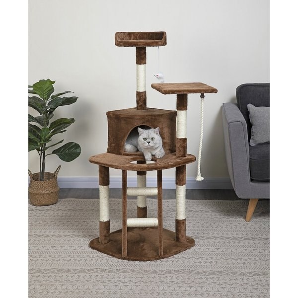 Go Pet Club 22-in Economical Cat Tree Condo, Beige/Brown