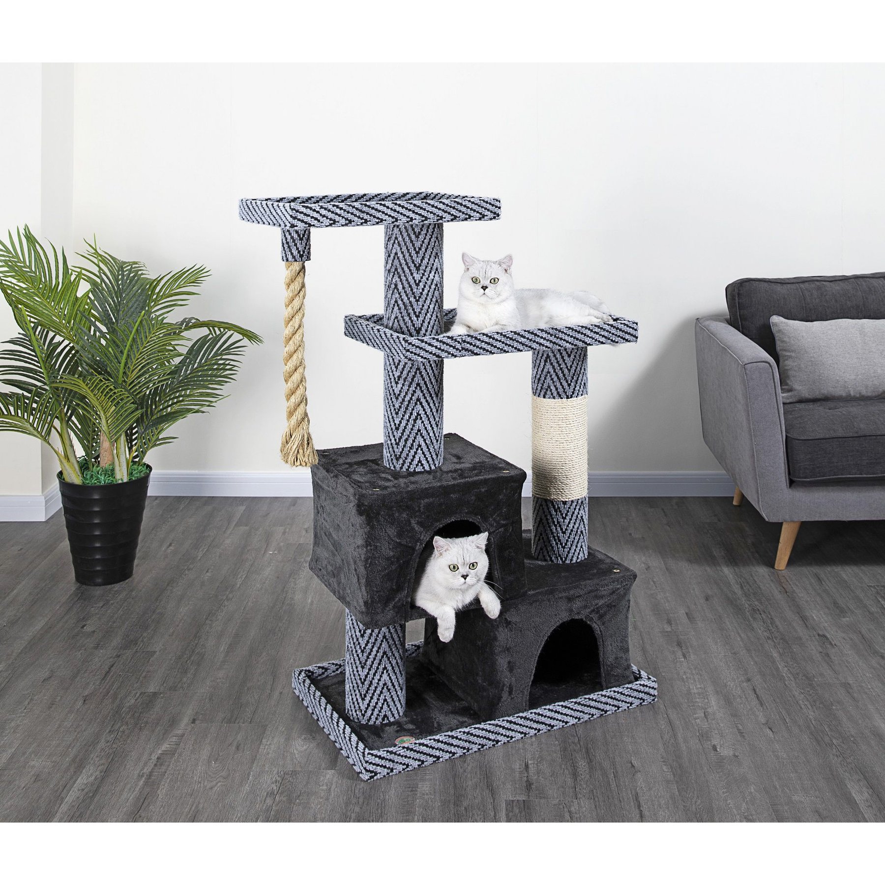 Out of Stock GO PET CLUB 49in Sequoia Cat Tree, Grey/Black