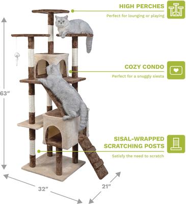 Show full view: Go Pet Club 63-in Economical Sisal Cat Tree, Beige/Brown slide 2 of 6