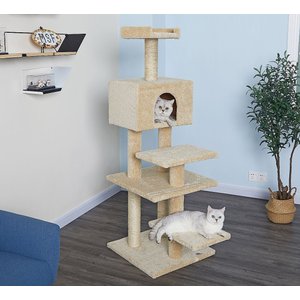 Go Pet Club 64-in Premium Carpeted Cat Tree Condo, Beige
