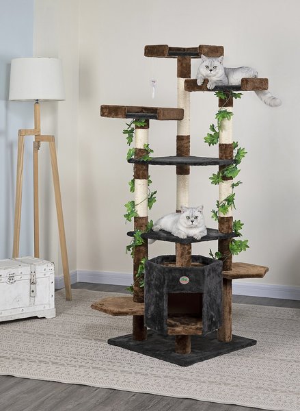 Go Pet Club 67-in Forest with Leaves Cat Tree, Blue/ Brown slide 1 of 3