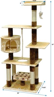 Show full view: Go Pet Club 67-in IQ Busy Box Cat Tree Condo, Beige slide 4 of 5
