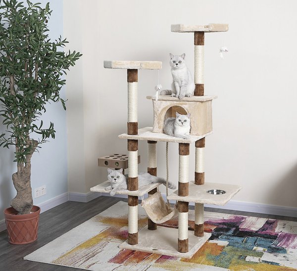 Go Pet Club 70-in IQ Busy Box Cat Tree Condo, Beige slide 1 of 4