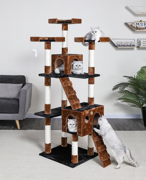 GO PET CLUB 72 in Faux Fur Cat Tree Condo Brown Black Chewy