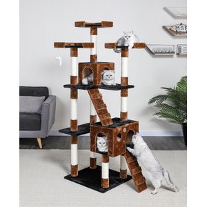 Go Pet Club 72-in Faux Fur Cat Tree & Condo, Brown/Black