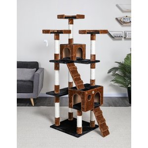 Go Pet Club 72-in Faux Fur Cat Tree & Condo, Brown/Black