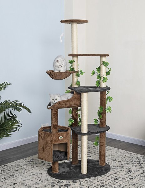 Go Pet Club 74-in Forest with Leaves Cat Tree, Black/ Brown slide 1 of 3