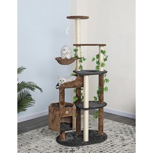 Go Pet Club 74-in Forest with Leaves Cat Tree, Black/ Brown