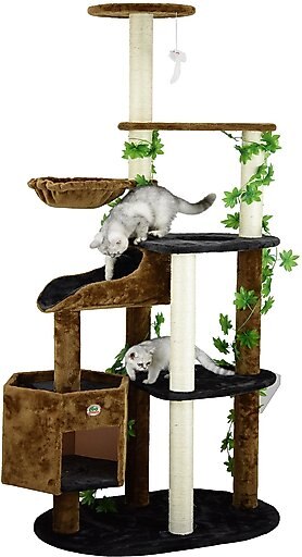 Go Pet Club 74-in Forest with Leaves Cat Tree, Black/ Brown