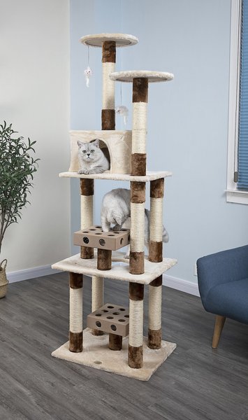 Go Pet Club 74-in IQ Busy Box Cat Tree Condo, Beige slide 1 of 3