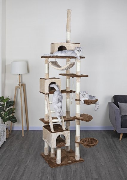 Go Pet Club 92-in Condo with Adjustable Ceiling Cat Tree, Beige slide 1 of 2