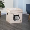 Go Pet Club Comfy Cat Face Cat Cube Bed, Beige