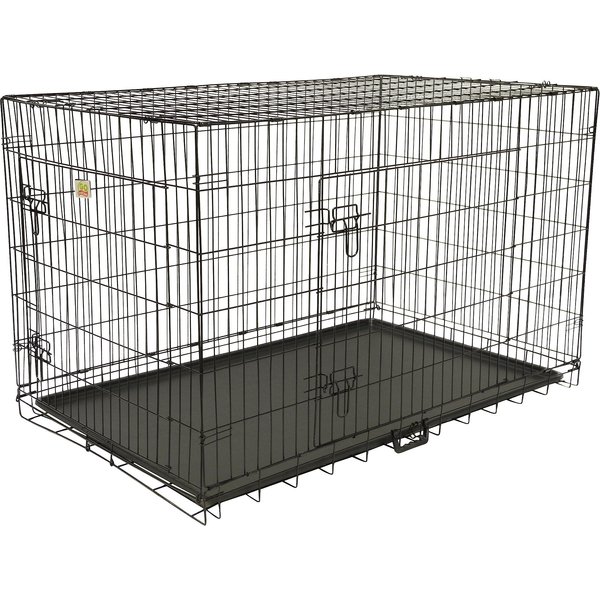 GO PET CLUB Double Door Collapsible Wire Dog Crate, Black, 42 inch