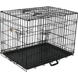 Go Pet Club 3-Door Collapsible Wire Dog Crate, Black