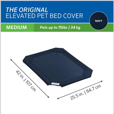 Show full view: Coolaroo Replacement Cover for Steel-Framed Elevated Dog Bed, Navy Blue, Medium slide 4 of 8