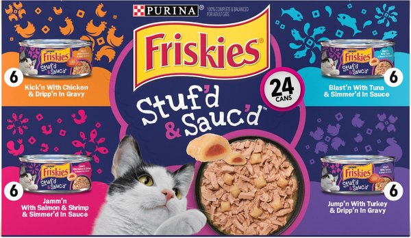 Friskies Gravy Stuf'd & Sauc'd Variety Pack Canned Cat Food, 5.5-oz can, case of 24 slide 1 of 11