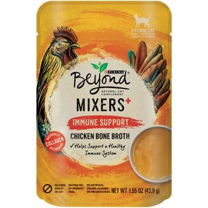 Purina Beyond Mixers Immune Support Chicken Bone Broth Wet Cat Food Complement, 1.55-oz pouch, case of 16