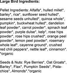 TOP's Parrot Food Organic Marlene Mc'Cohen's Signature Blend Large Parrot Food, 2.5-lb bag slide 2 of 6